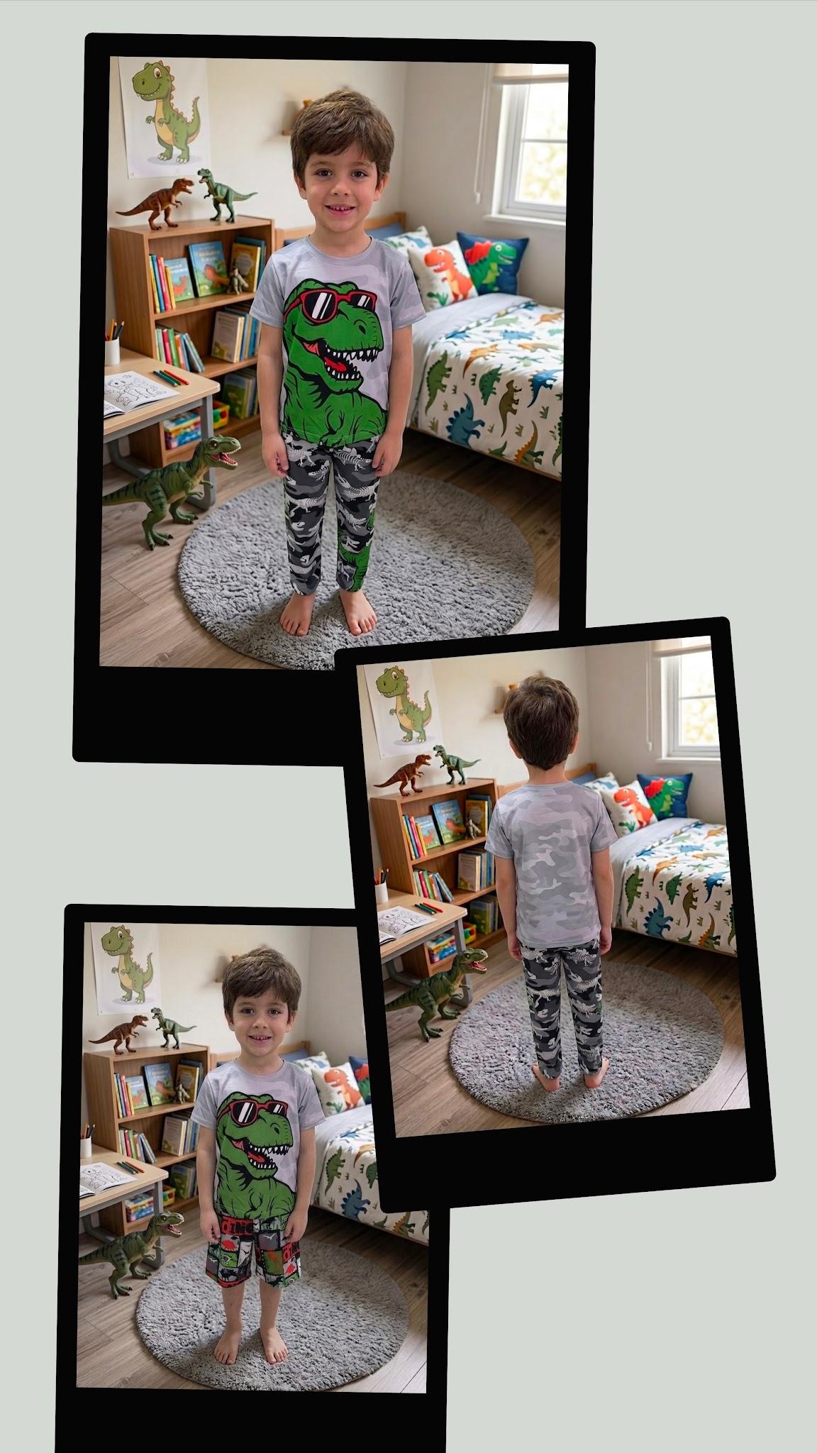 Pijama Niños Trío Dinosaurio Camuflado