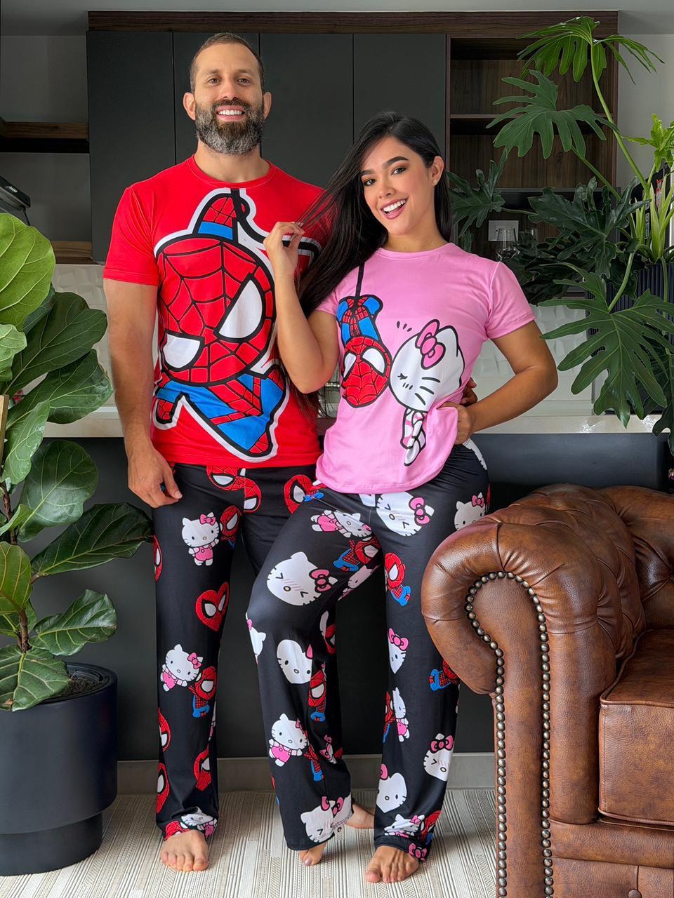 Pijama Pareja Hello Kitty y Spiderman