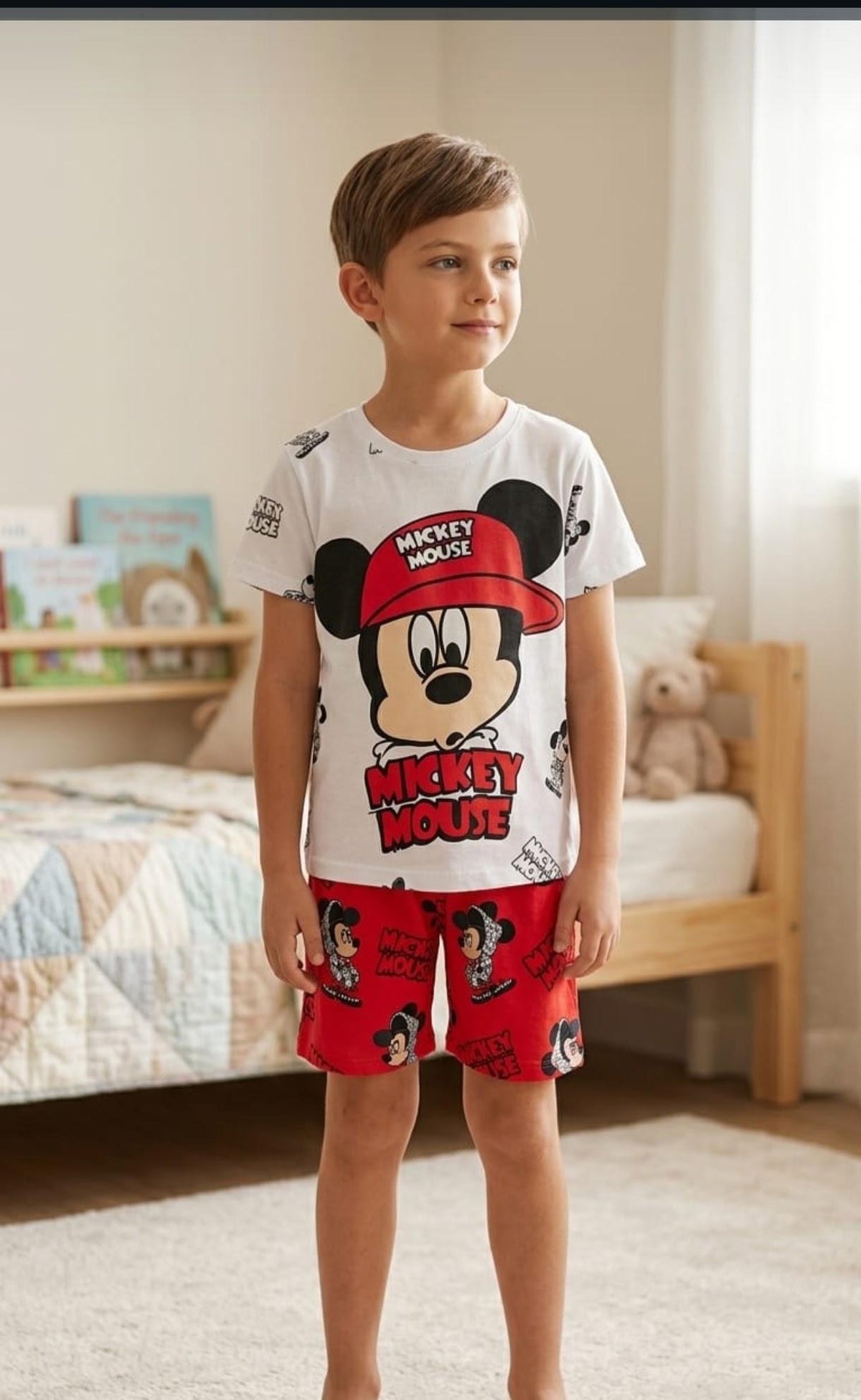 Pijama Niños Bermuda Mickey Mouse Gorra