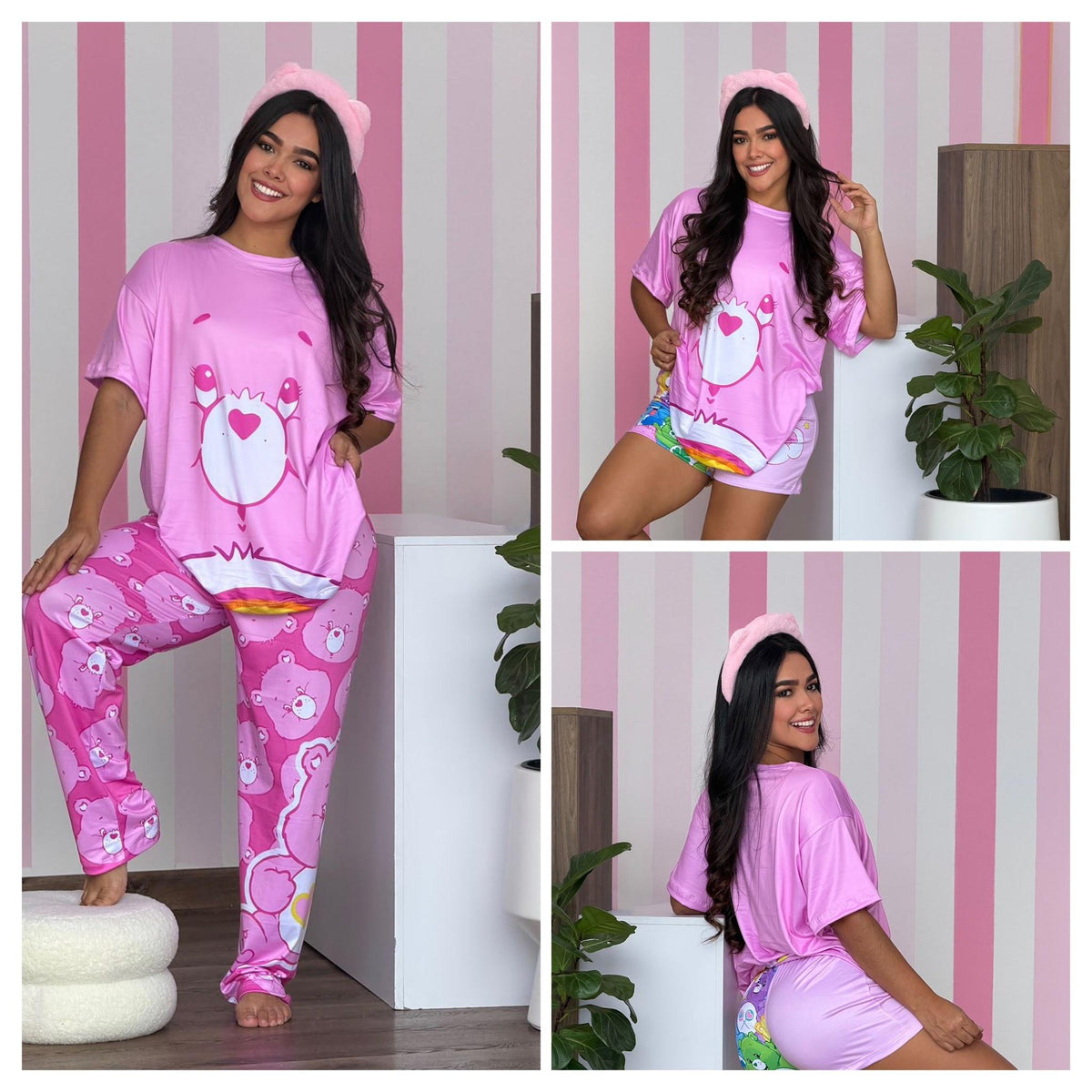 Pijama Trío Oso Cariñosito Rosa