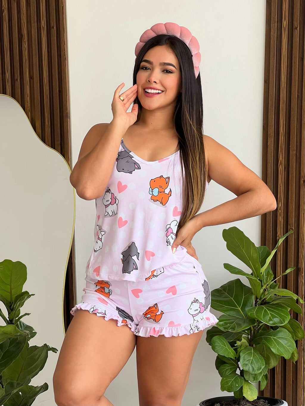 Pijama Short Tira Bolero Cats