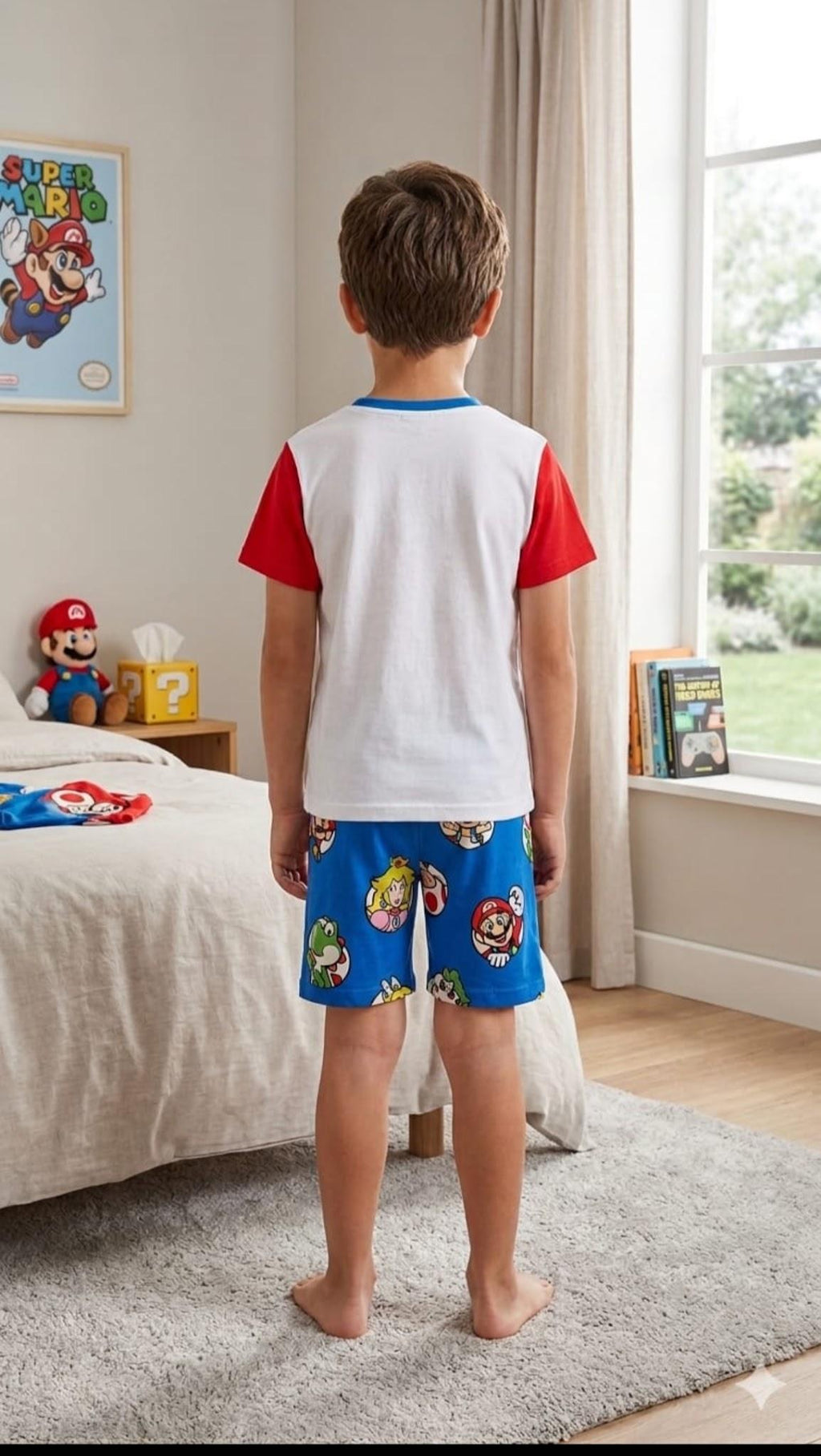 Pijama Niños Bermuda Super Mario Blanca