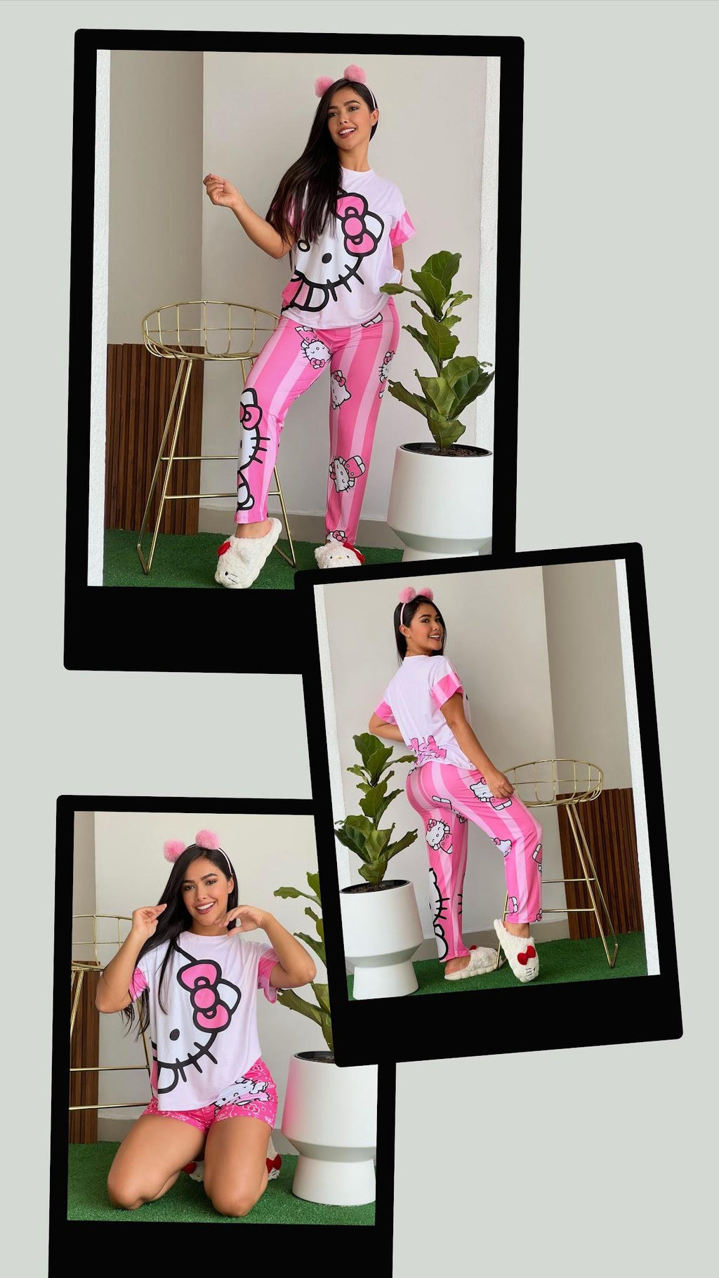 Pijama Trío Hello Kitty Rayas