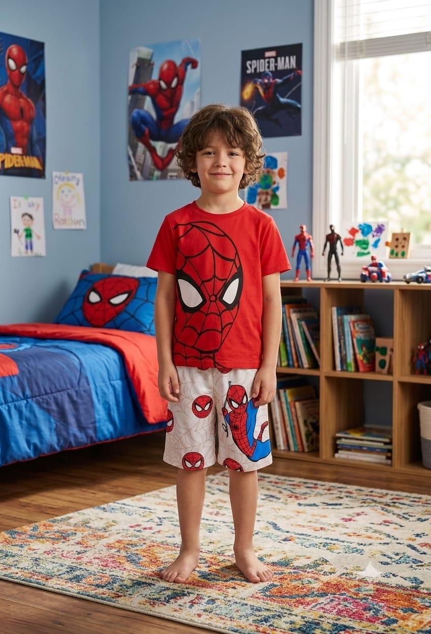Pijama Niños Trío Spiderman Cuadros