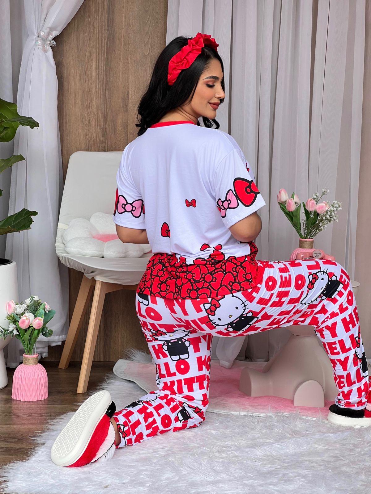 Pijama Trío Hello Kitty Moños Rojos