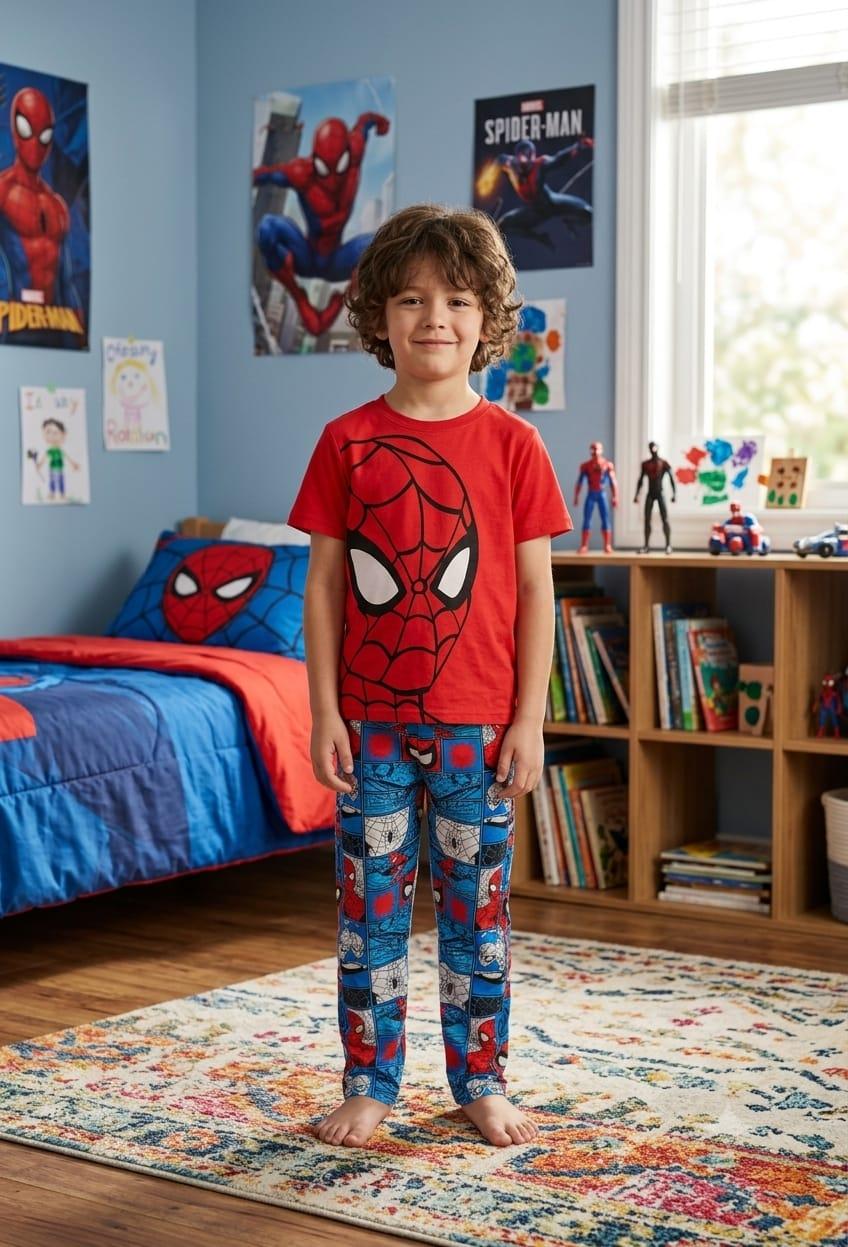Pijama Niños Trío Spiderman Cuadros