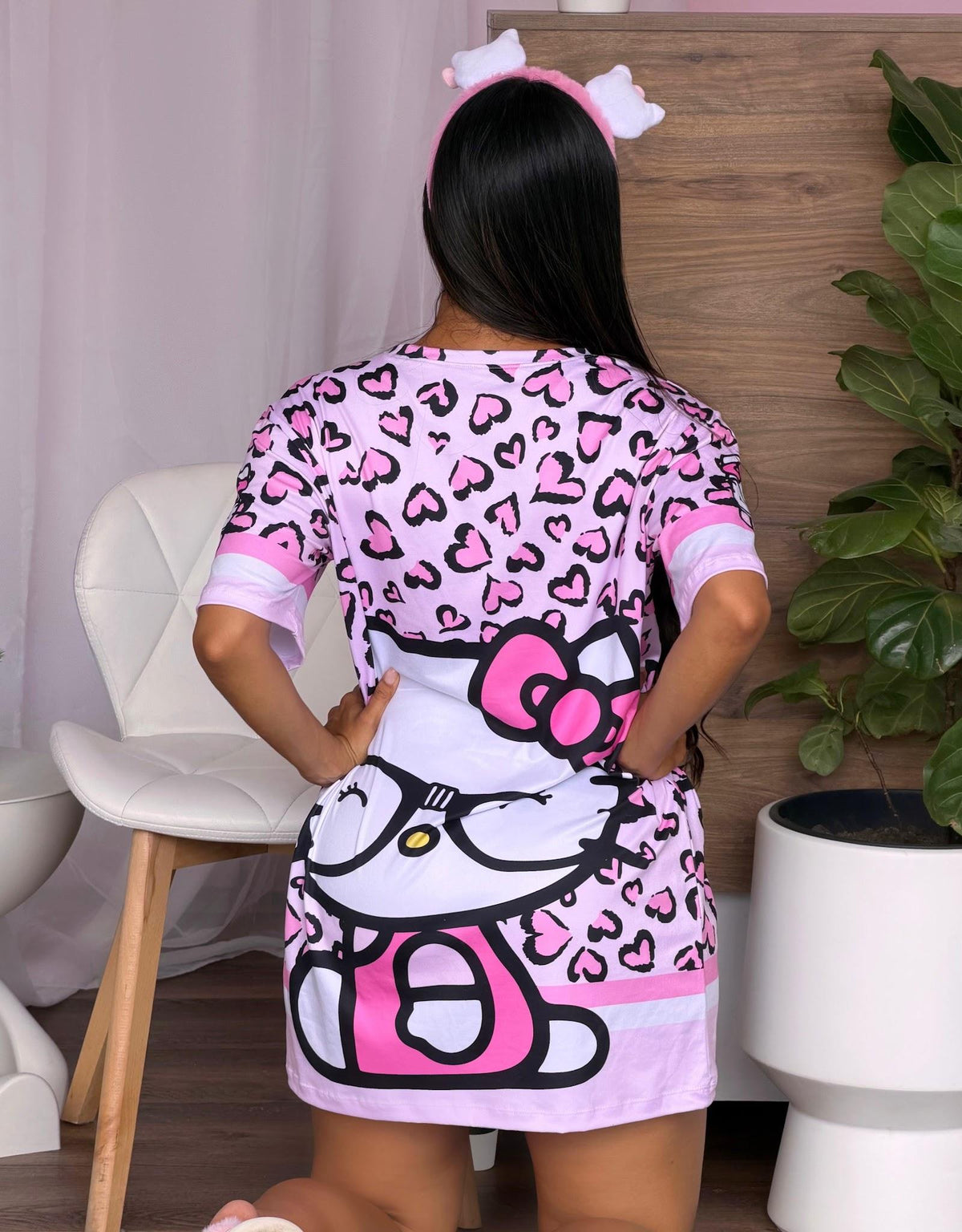 Pijama Blusón Hello Kitty Corazones Print Pink