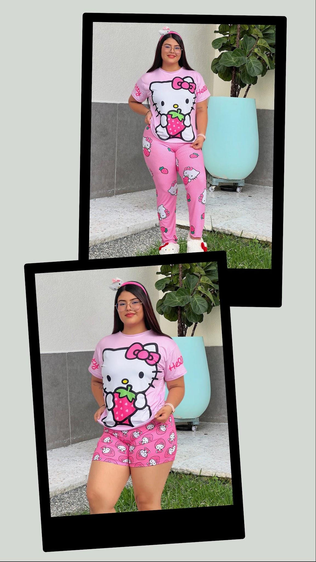 Pijama Trío Hello Kitty Fresas Rosadas